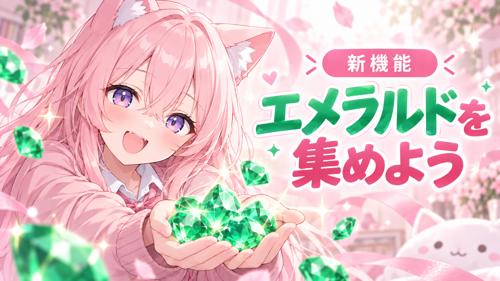コハクがエメラルドを紹介するオファーウォールのお知らせ